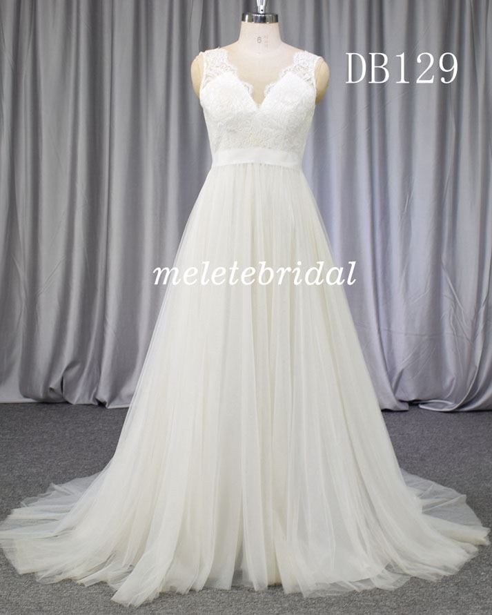 2019 new fashion tulle fabric A line bridal gown