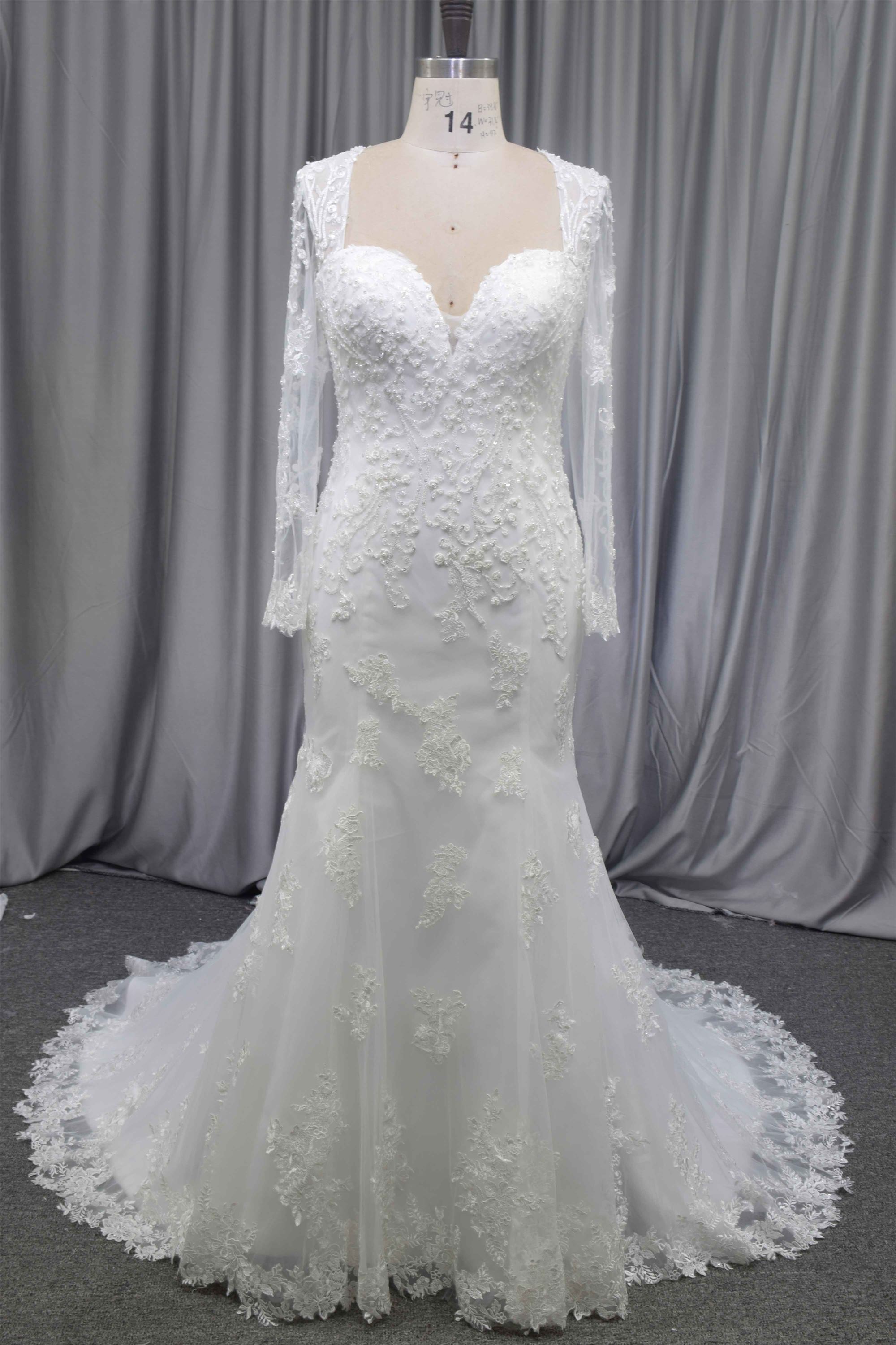 Sweetheart neckline long sleeves bridal dress wholesale price bridal gown