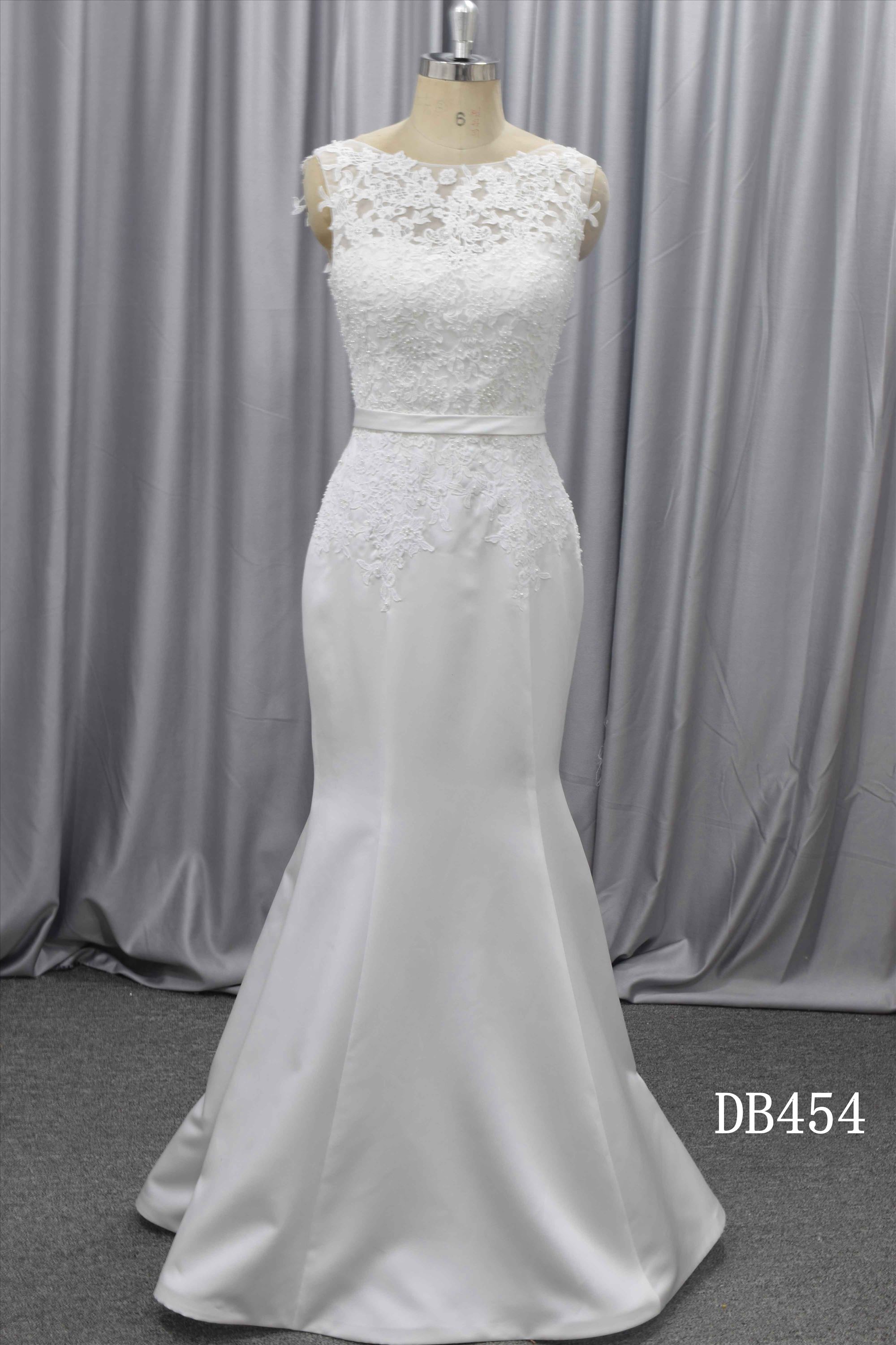 wholesale wedding dress mermaid gown with lace and beading