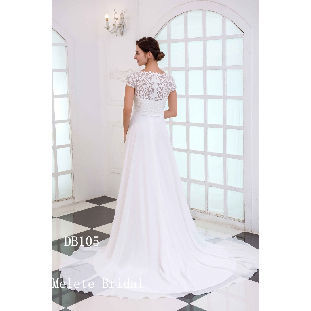 Light chiffon A line beach style elegant wedding gown