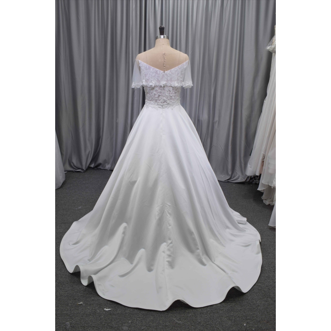 Colorful wedding gown two in one wedding dress with a detachable satin skirt