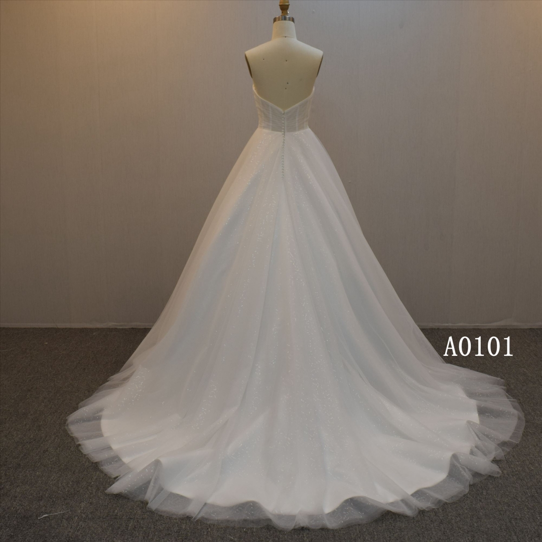 New Design Wedding Dress With Illusion Bodice  A Line Bridal Dress
