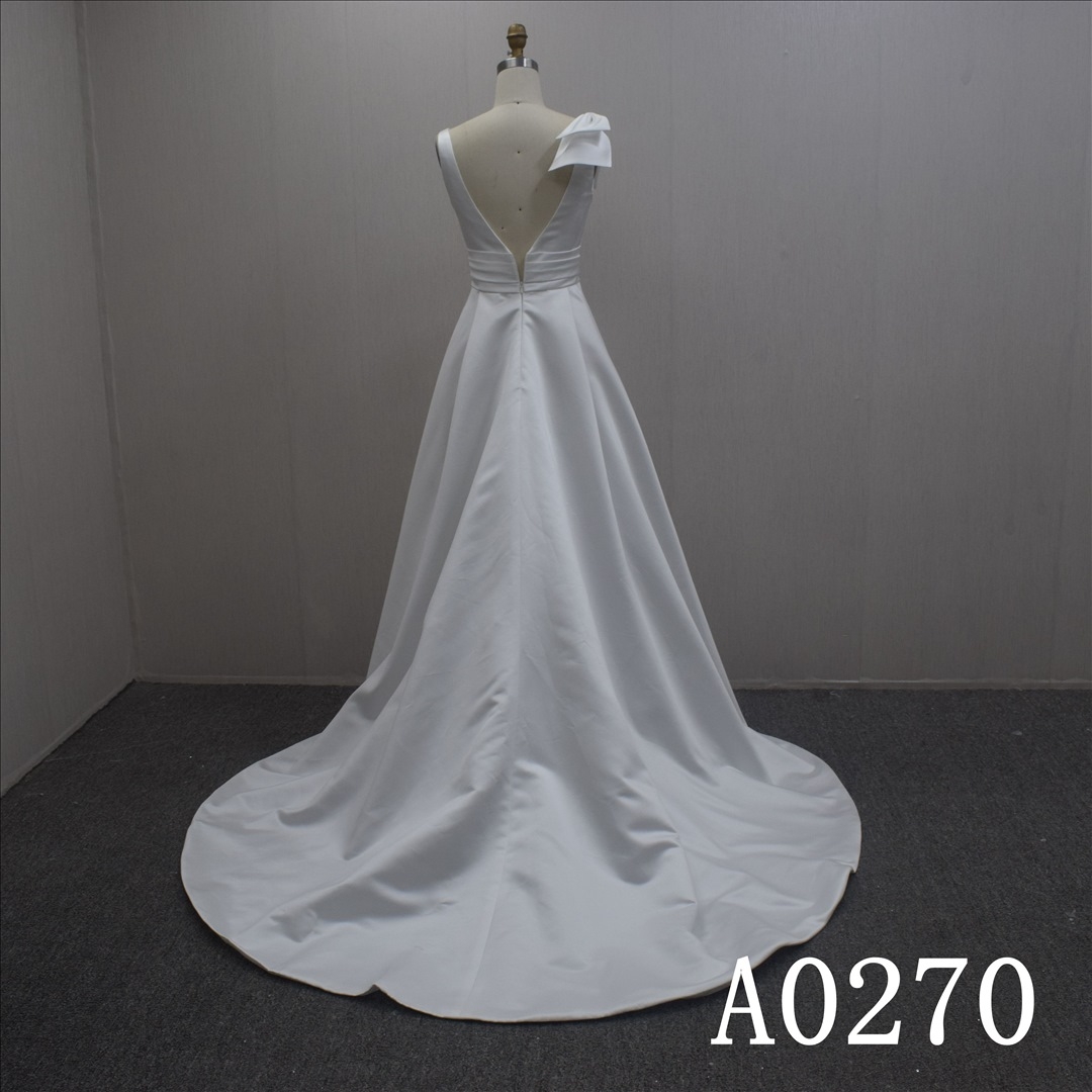 Popular Design Satin Empire A-line Hand Made wedding Dress