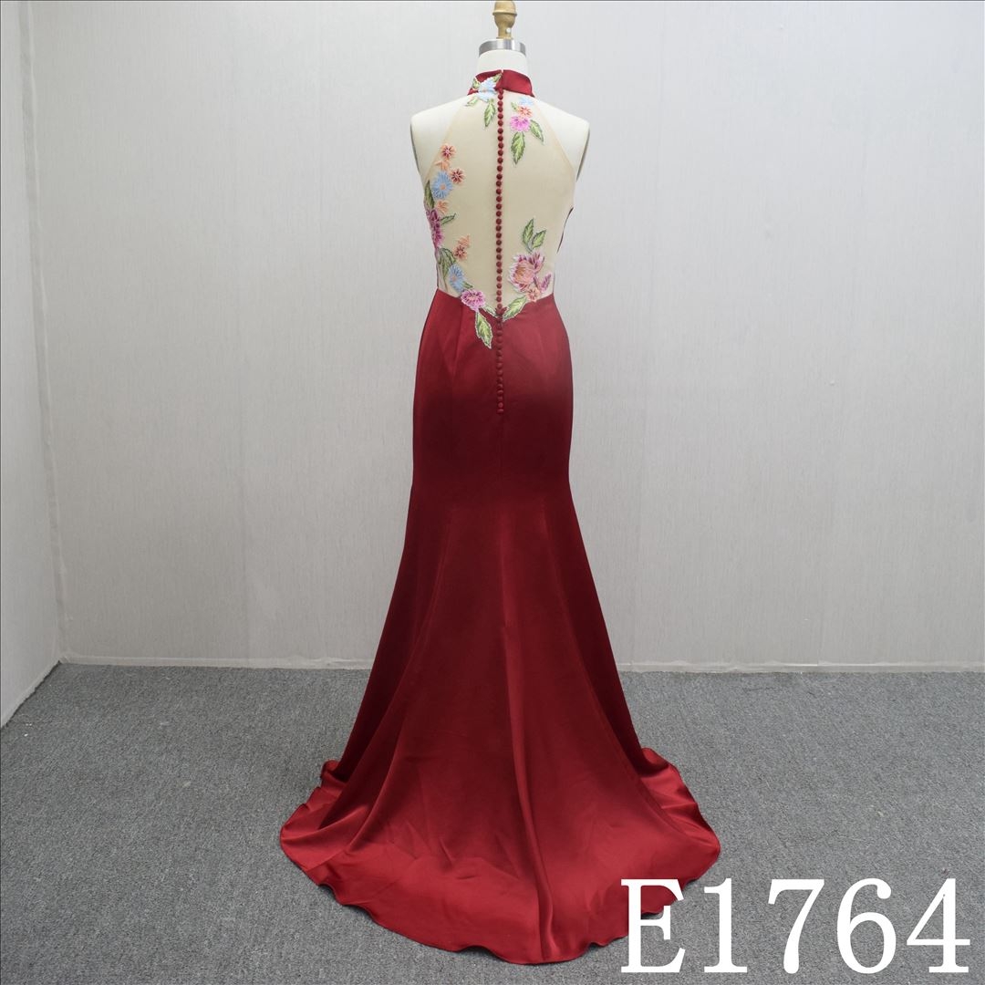 High Quality Asymmetric Backless A-line  Hand Made Bridal Dress