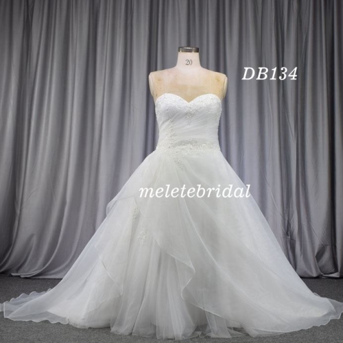 Plus size organza bridal gown new design