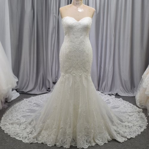 Best seller lace bridal gown with sweetheart neckline and sweep train