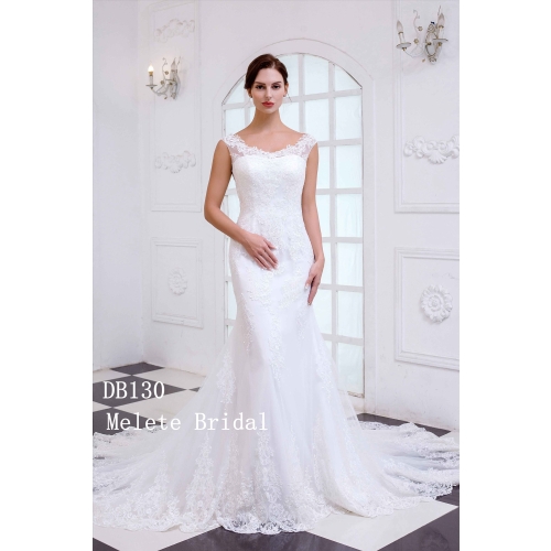Modern design mermaid bridal gown with see through back