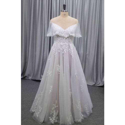Colorful wedding gown two in one wedding dress with a detachable satin skirt