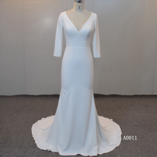 Crepe Bridal Dress With Sleeves Guangzhou Wedding Dresses For Women