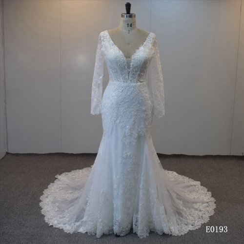Long Sleeves Mermaid Bridal Gown wholesale Backless wedding dress