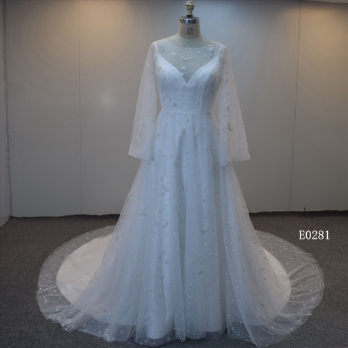 Long Sleeveless Wedding Dress Tulle A-LINE Bridal Gown For Wholesale