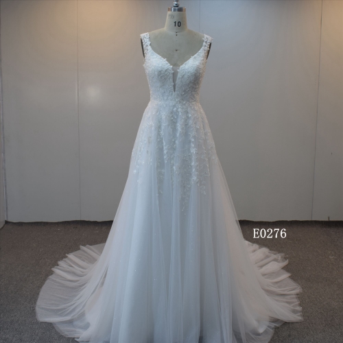 2022 Sleeveless Tulle With Lace Bridal Dress  Wedding Dress For Women