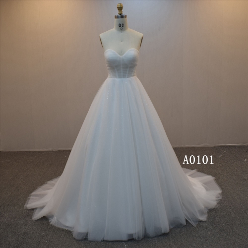 New Design Wedding Dress With Illusion Bodice  A Line Bridal Dress