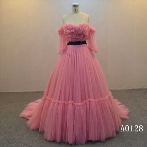 Evening Dress Ball Gown Pink Wedding Dress With Gather Wholesale In Guangzhou