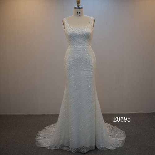 Latest Design Luxury Sleeveless Mermaid Bridal Gown