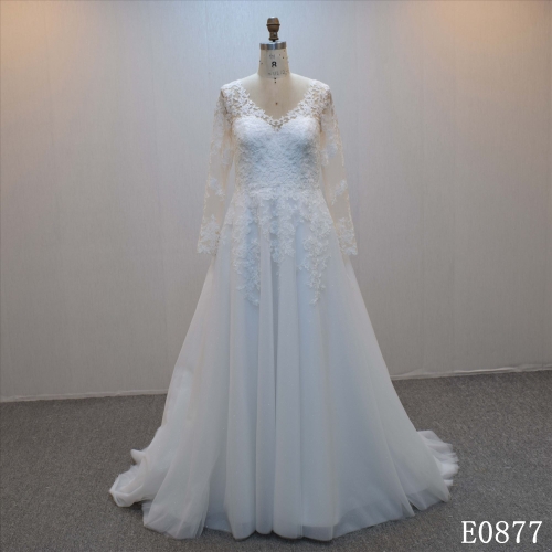 Plus sizeA-line bridal dress guangzhou factory made elegant Lace bridal dress