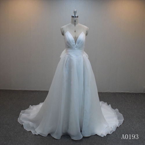 Lastest design A-line bridal dress guangzhou factory made elegant Bow bridal dress