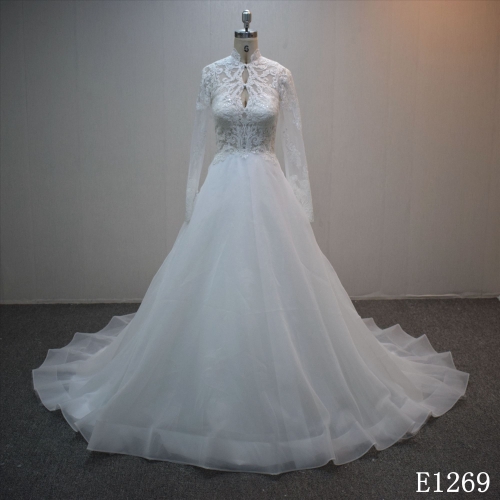 Special design A-line bridal dress guangzhou factory made Lace bridal dress