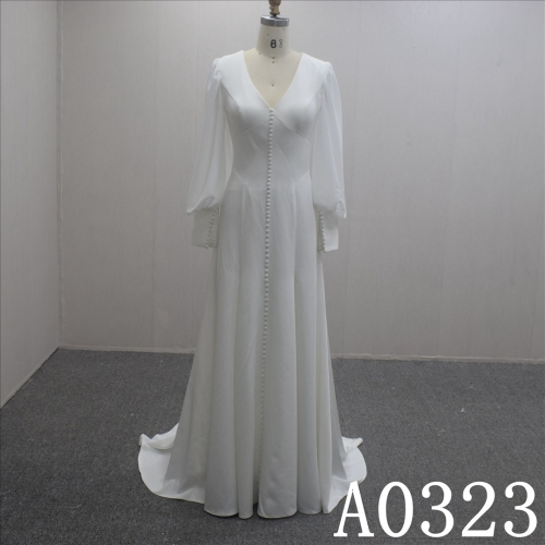 Special Design Long Sleeves Chiffon A-line Hand Made wedding Dress