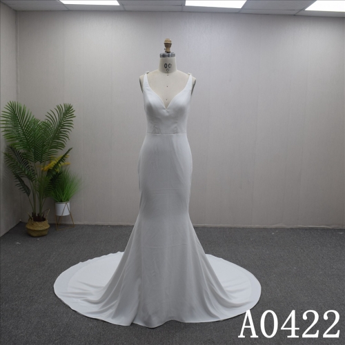 Gorgeous V-Neck  with backless Mermaid Hand Made Bridal Dress