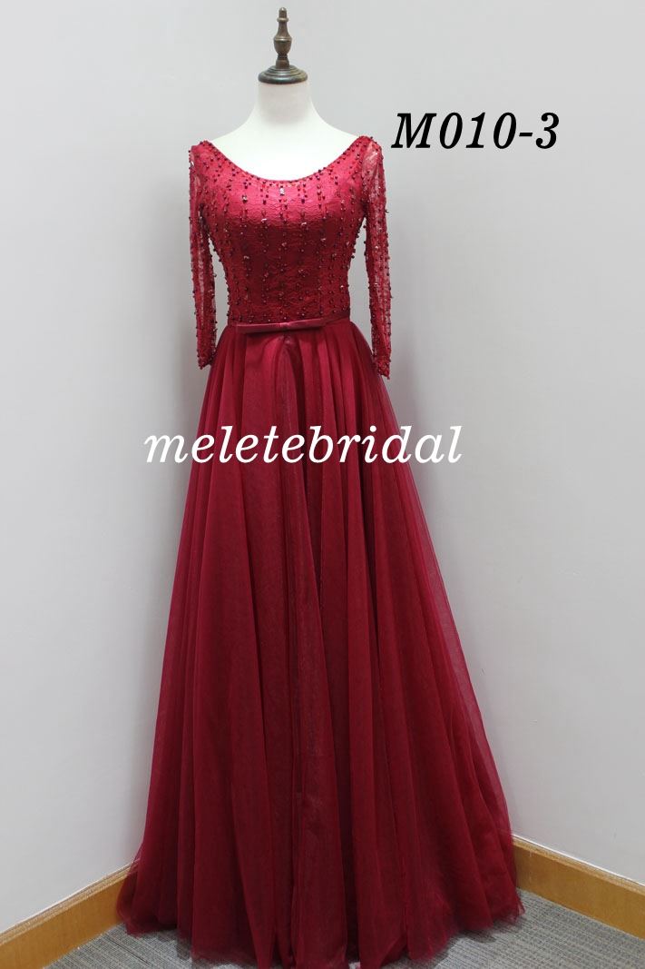 wholesale Price Long Sleeves Lace and Beading Evening Dress