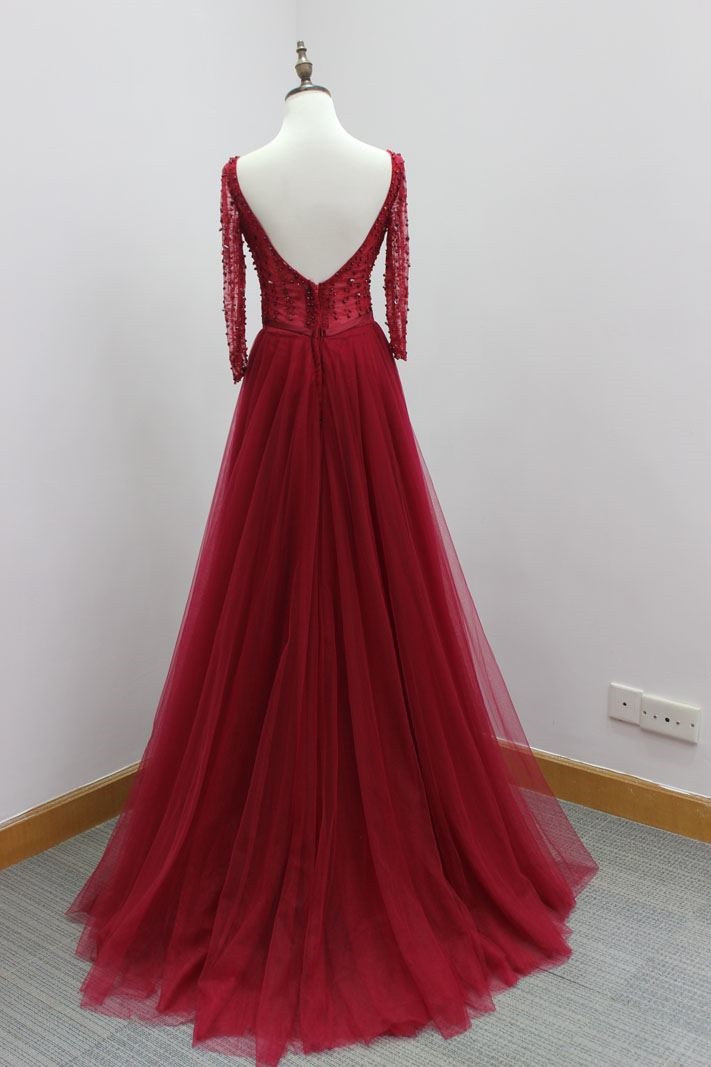 wholesale Price Long Sleeves Lace and Beading Evening Dress
