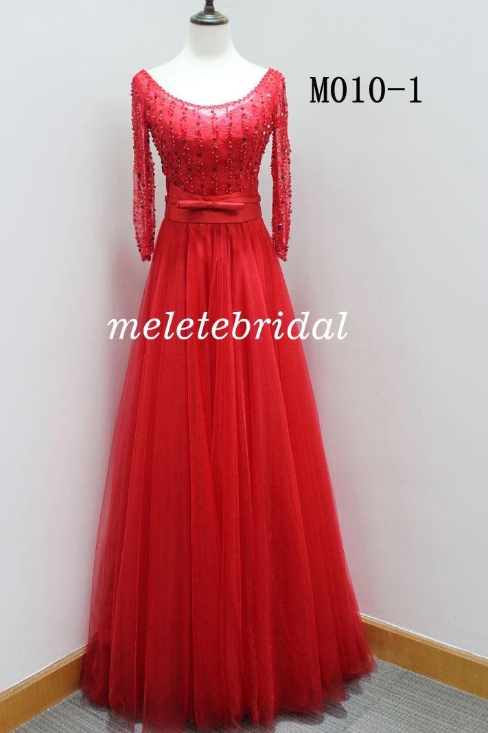 Long Sleeves Lace and Beading Evening Dress
