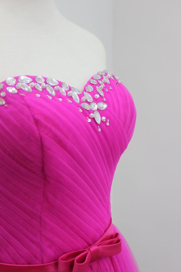 Sweetheart Neckine With beading and pleats details evening dress