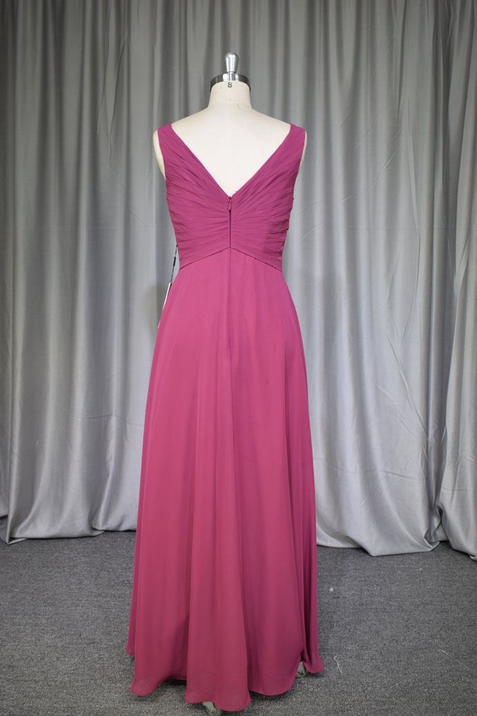 New design V neckline chiffon bridesmaid dress