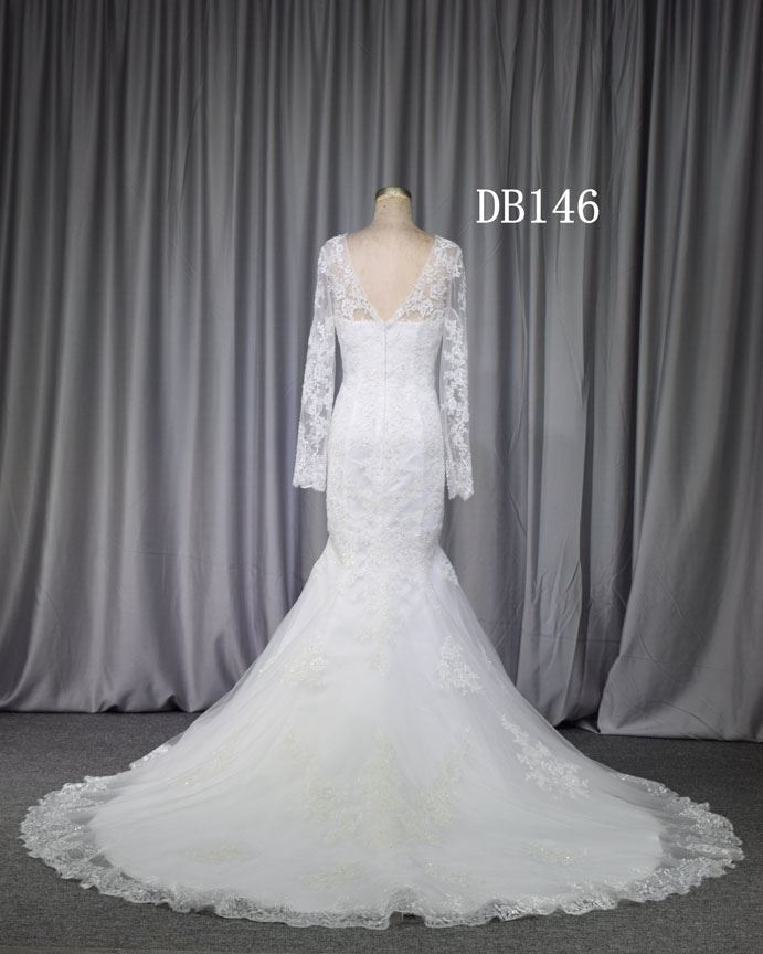 Elegant long sleeves mermaidgown, factory made whole sale price