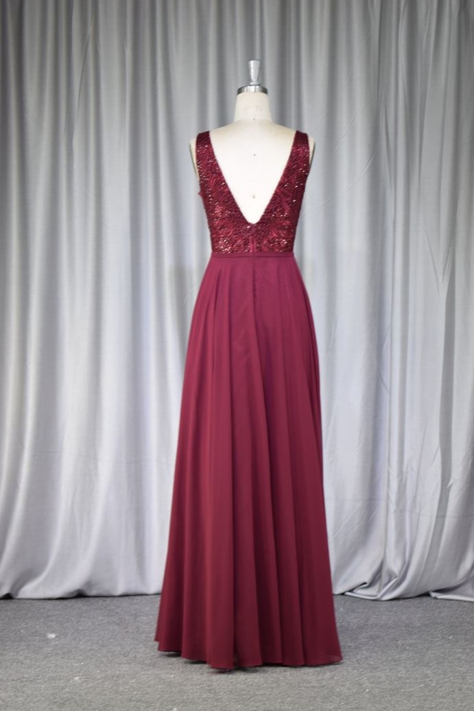 V Neckline Lace with sequin Mother Gown