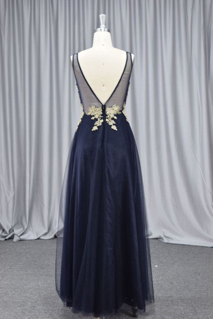 Low back gold lace mother gown hot sell