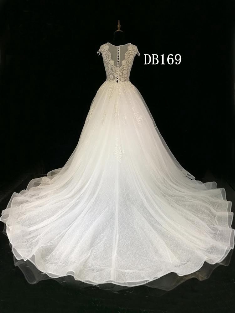 Gorgerous sexy design bridal gown see through back A line wedding gown