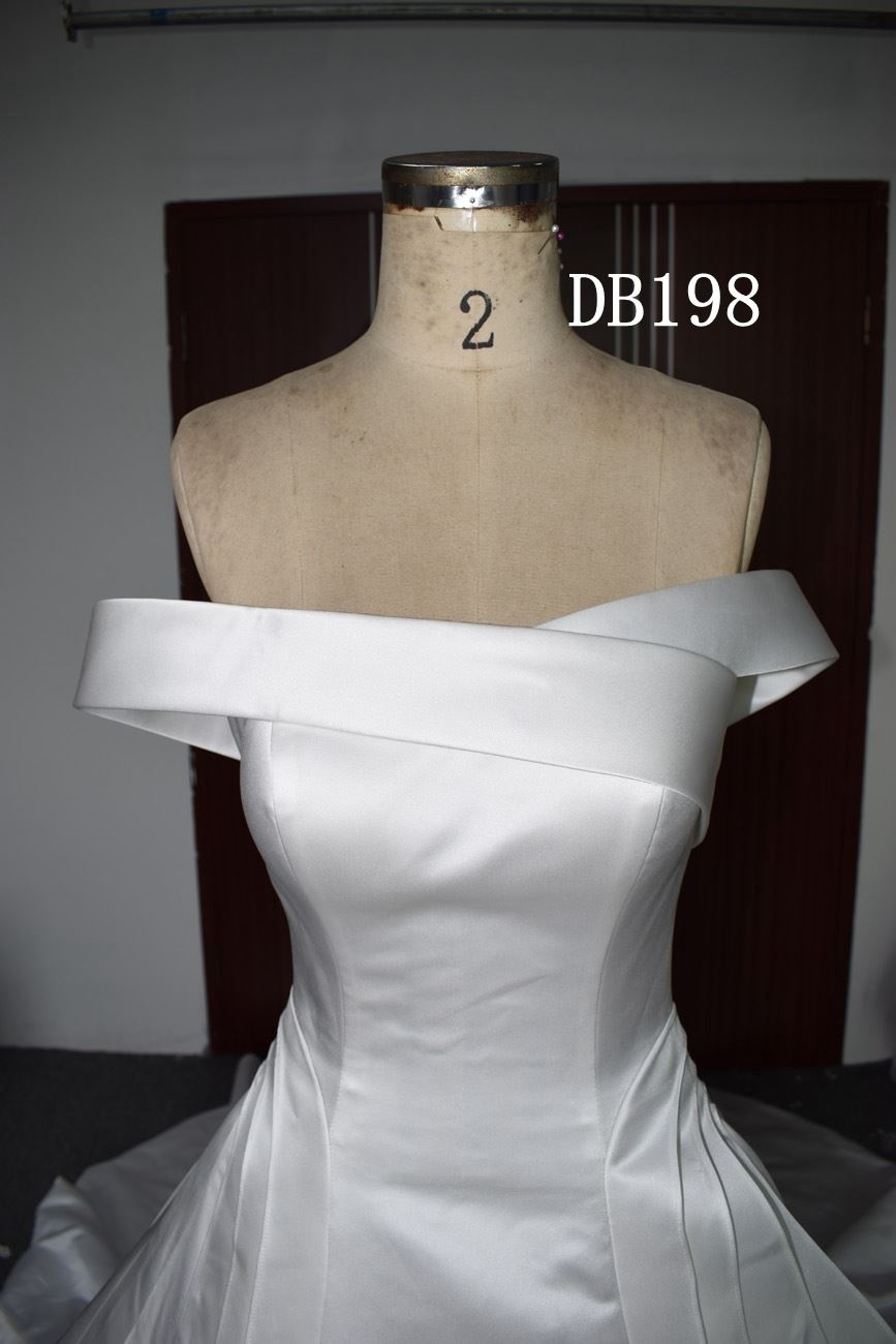 Fashionable design off shoulder satin lady dress