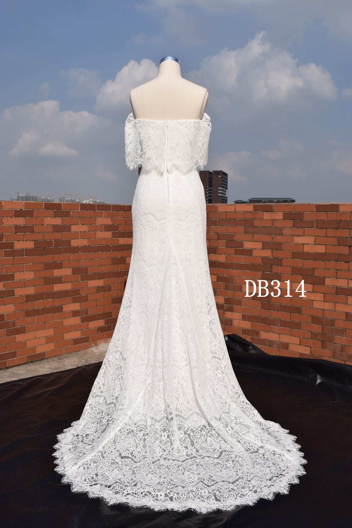 Straight Neckline mermaid boho bridal gown hot sell bridal dress