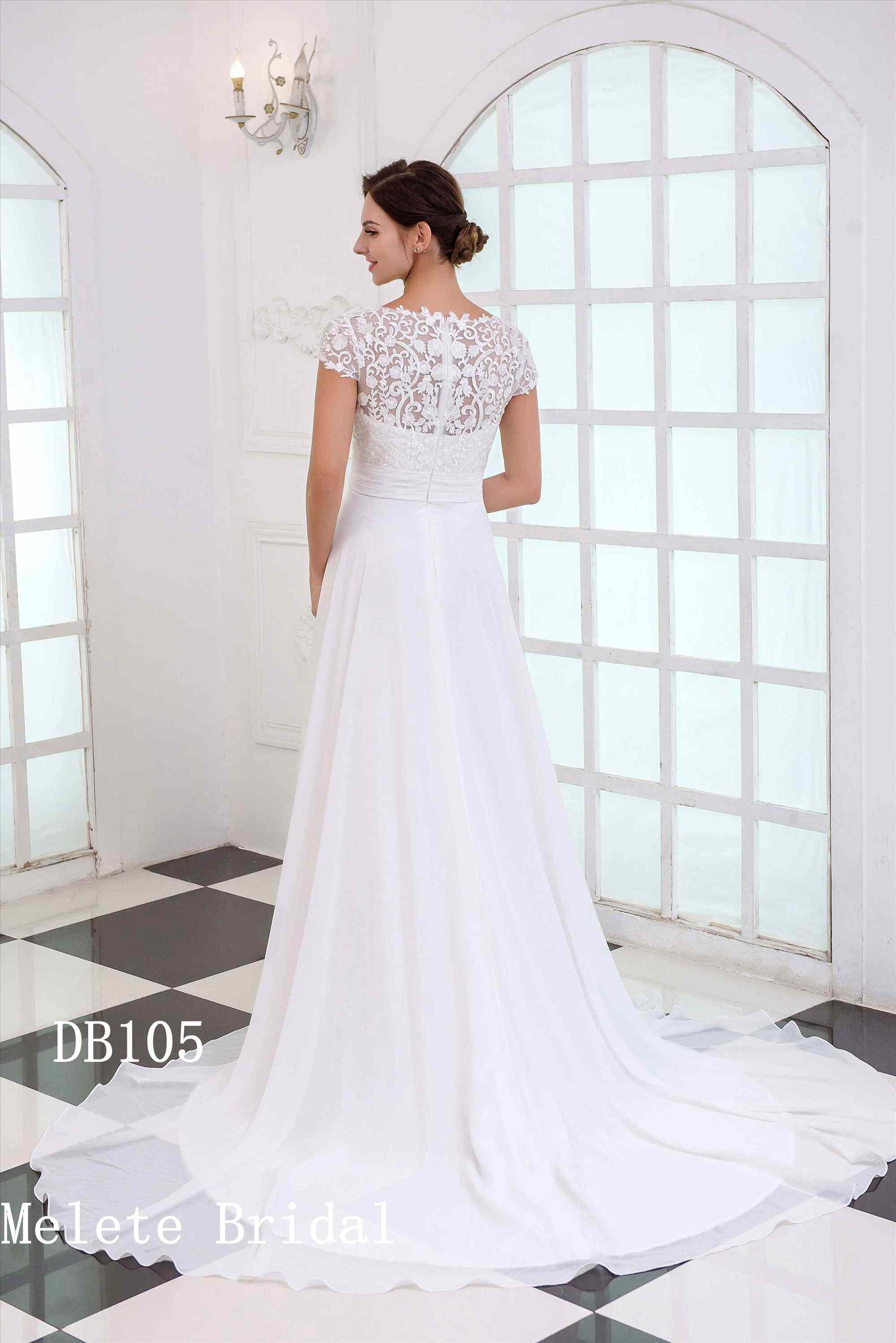 Light chiffon A line beach style elegant wedding gown