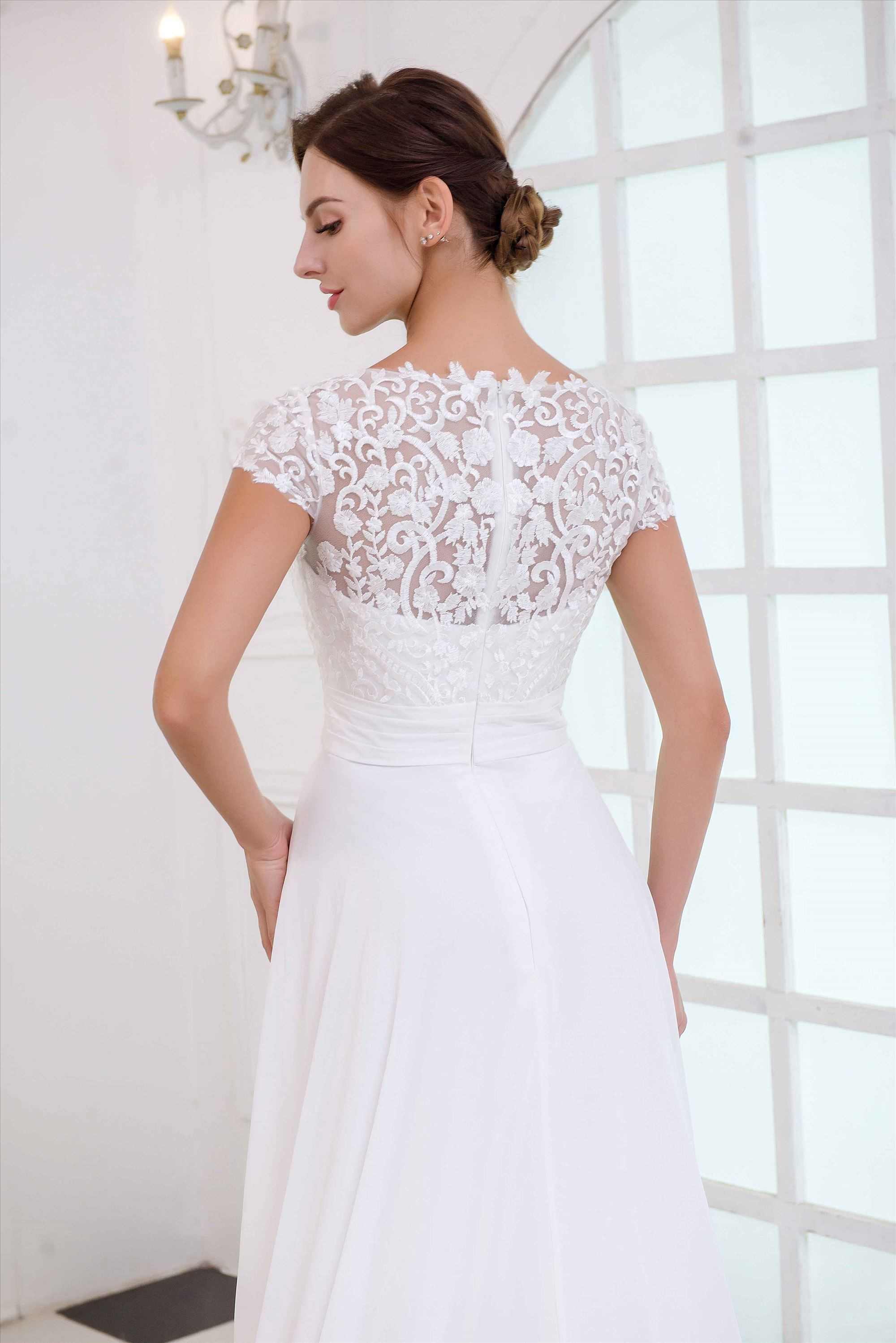 Light chiffon A line beach style elegant wedding gown
