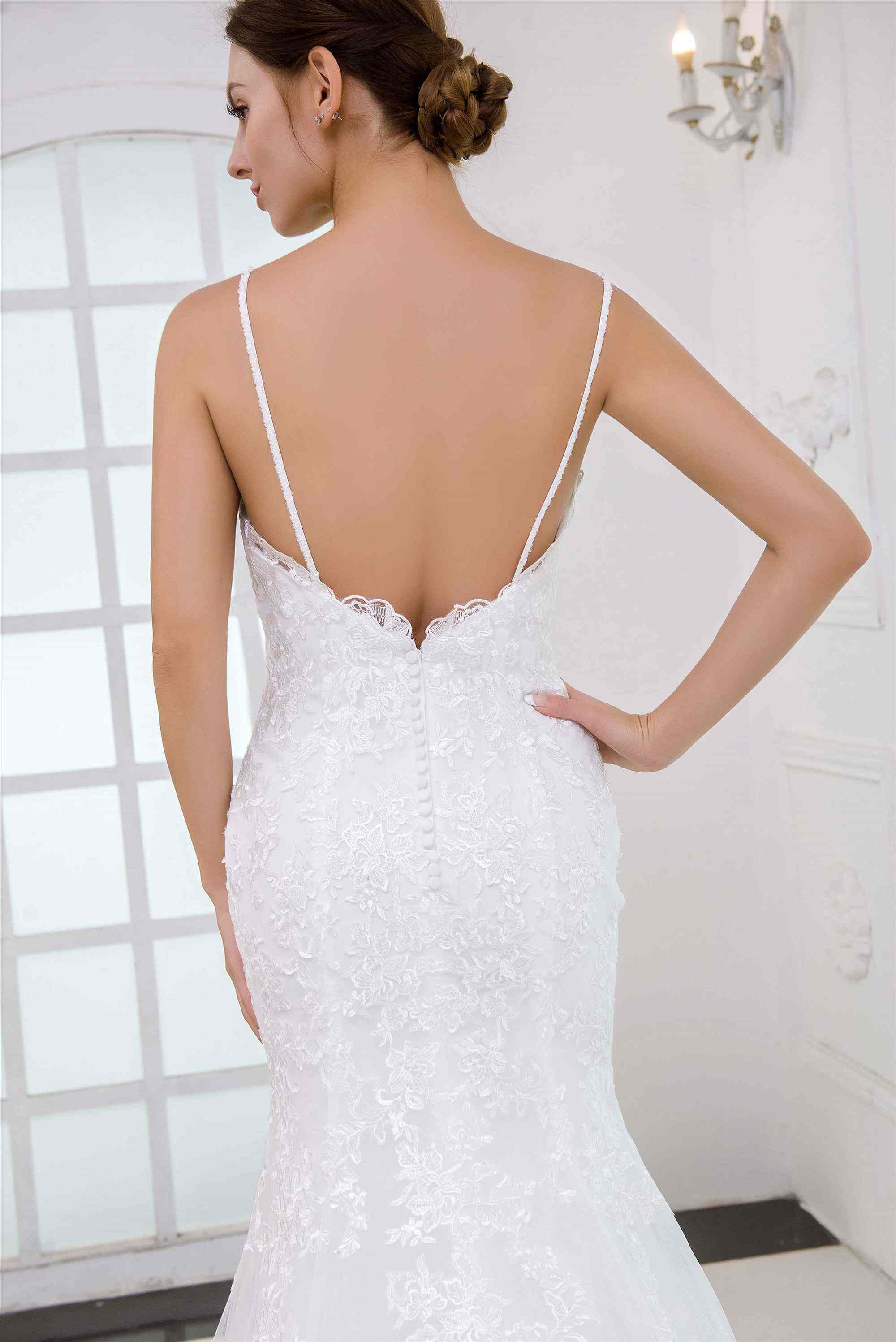 Low back mermaid lace bridal dress wholesale wedding gown