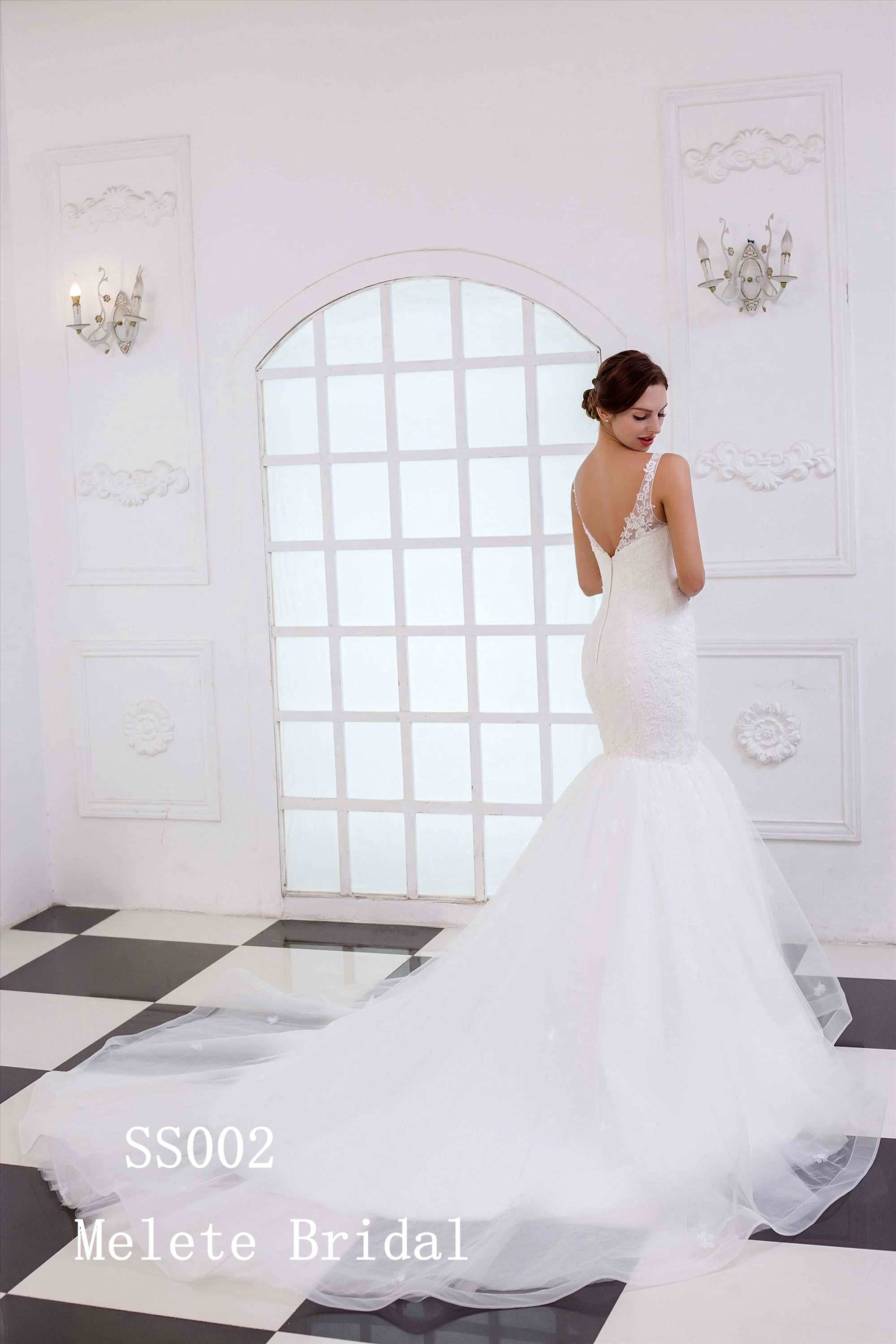 Trumpet mermaid bridal gown with lace applique wedding dress new design bridal gown