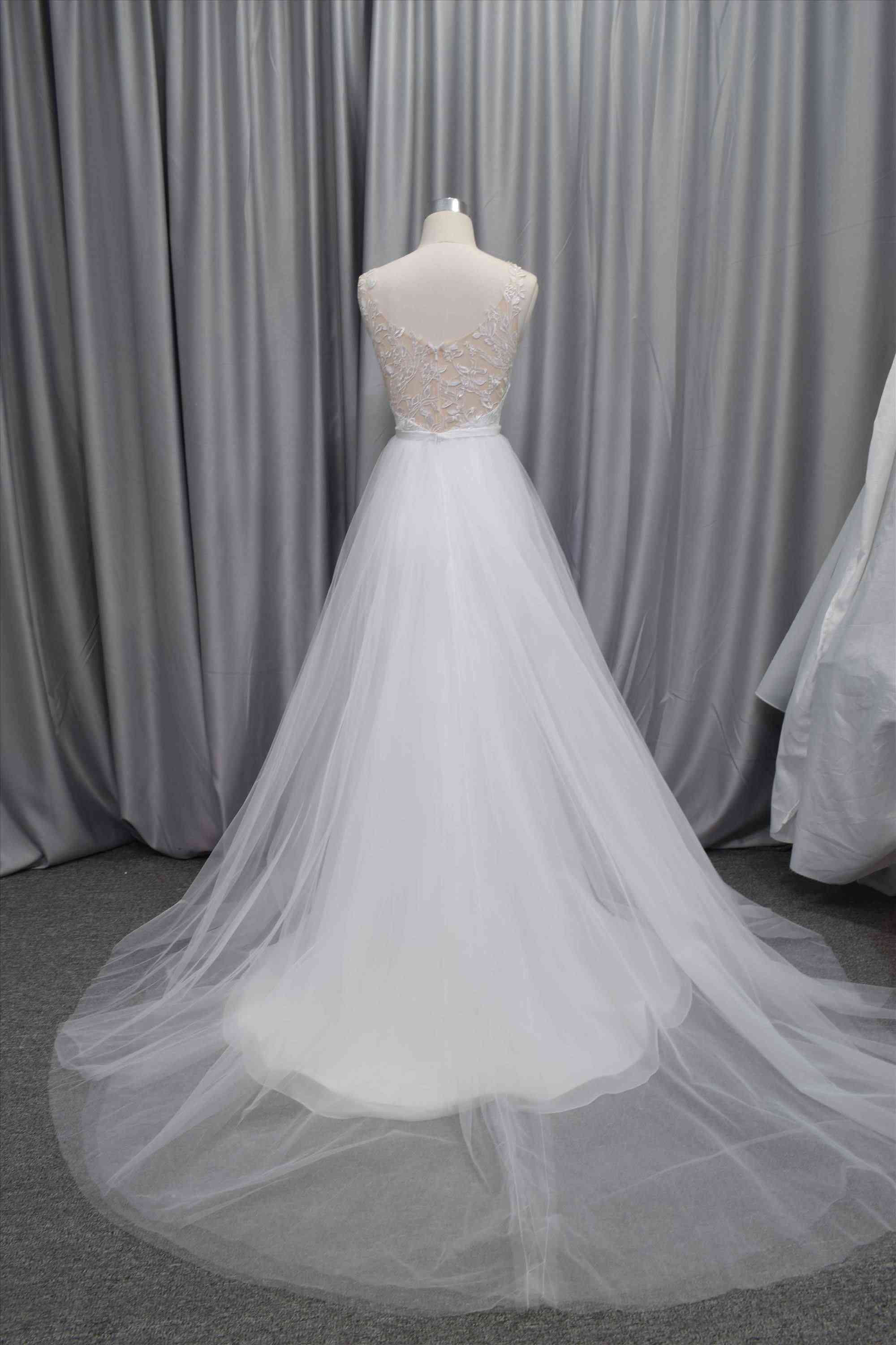 Chiffon mermaid gown with detachable train wedding dress