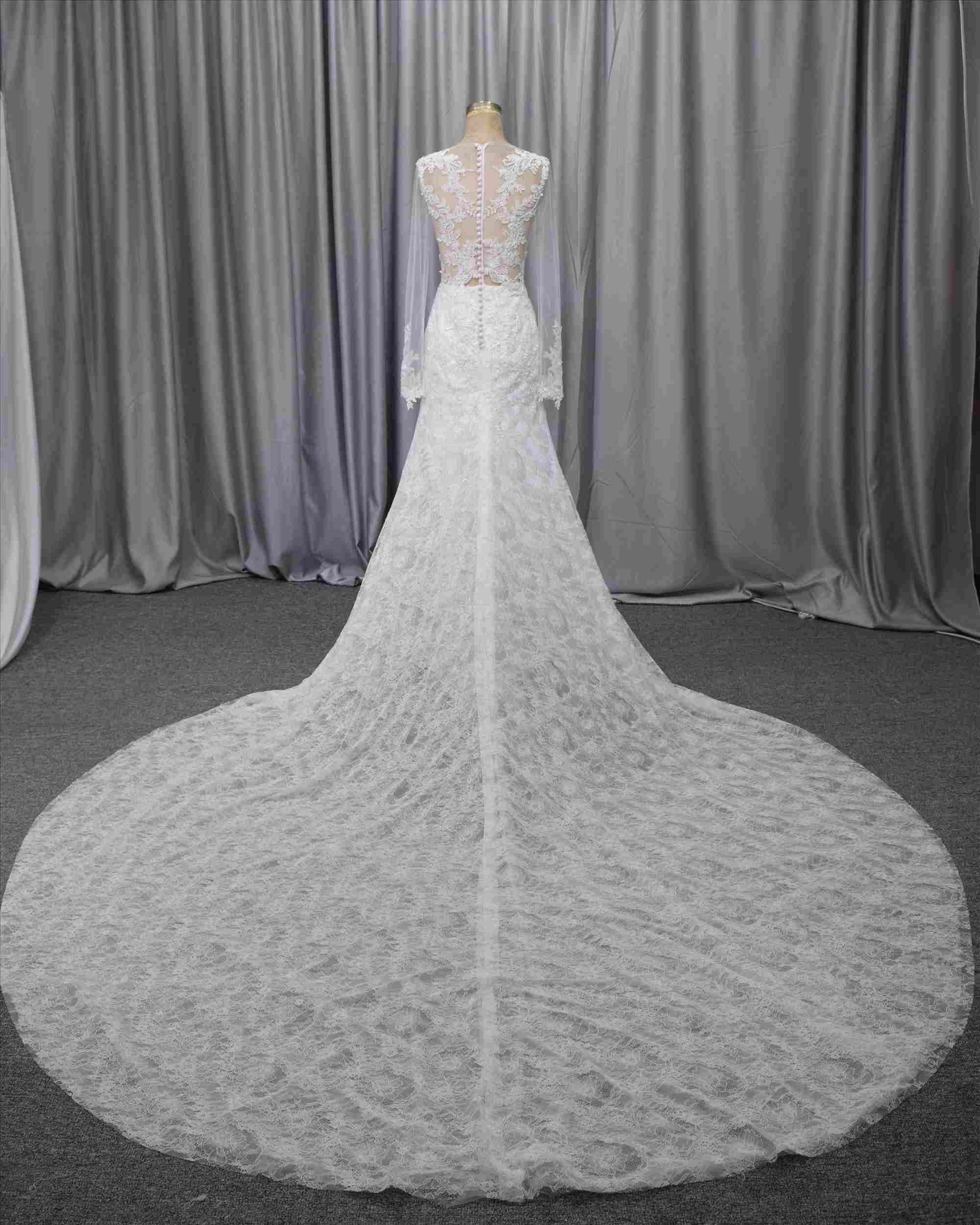 Mermaid long sleeves bridal dress new design wedding gown