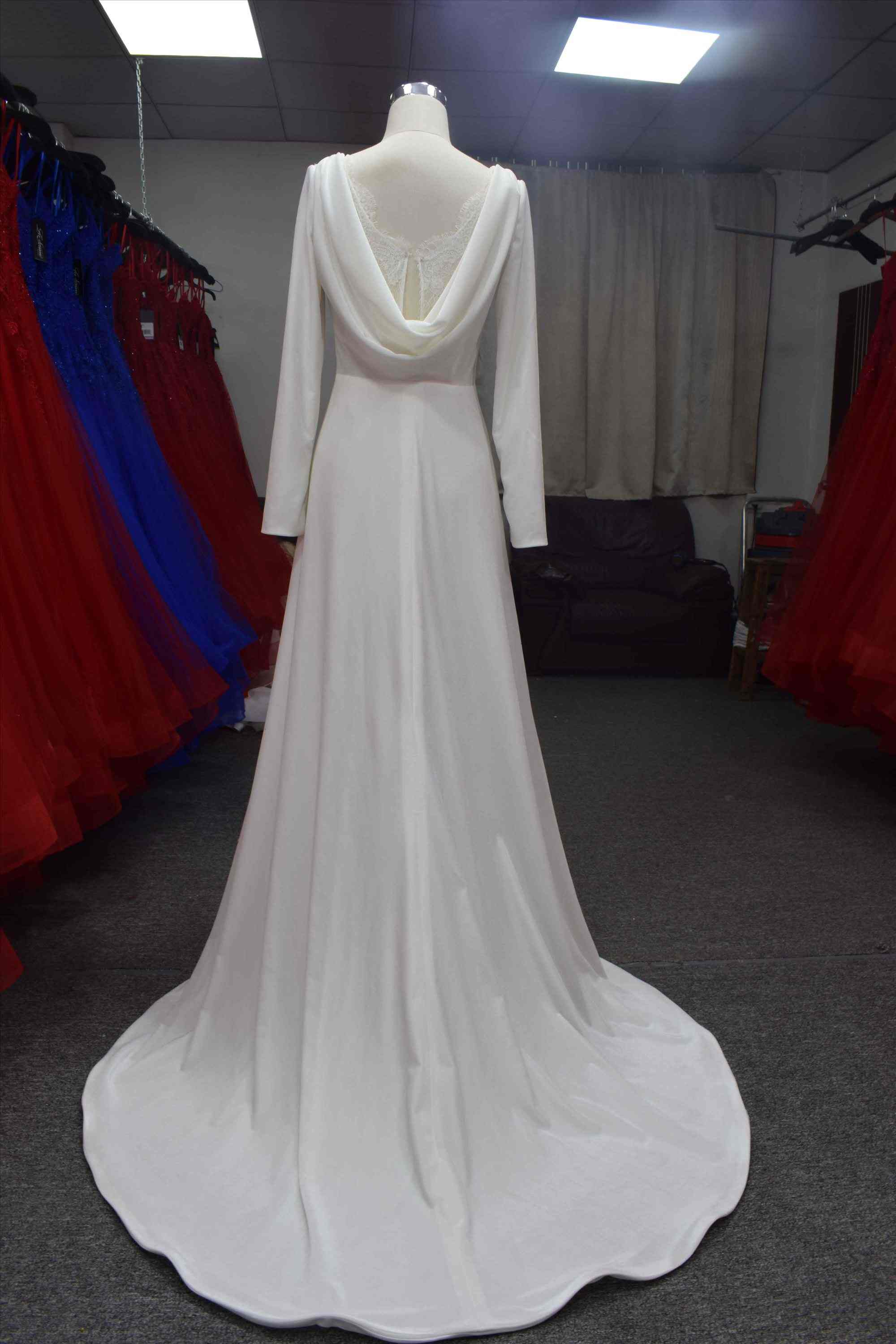 Elegant Velvet bridal dress mermaid long sleeves wedding dress new design wedding gown