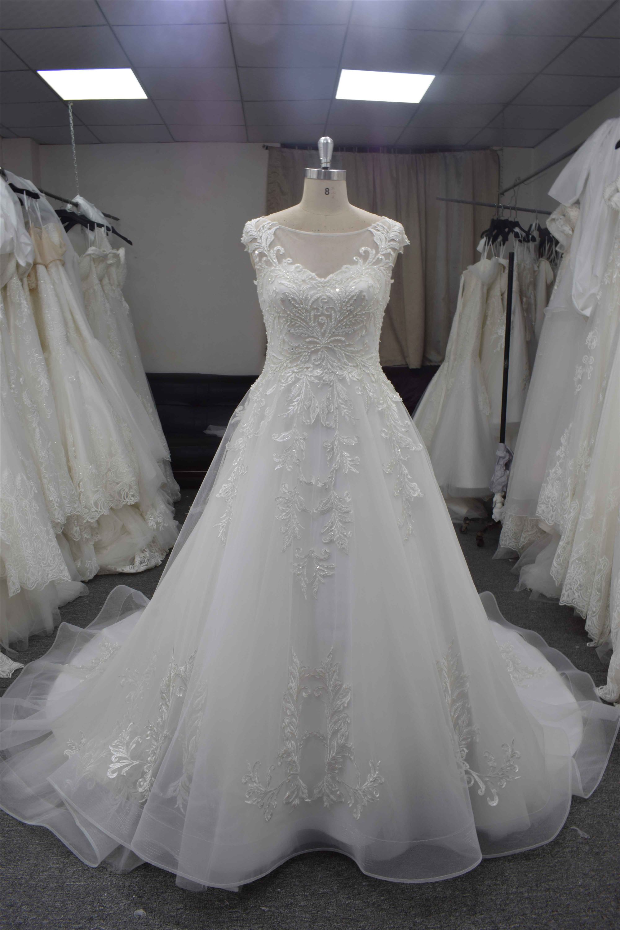 Heaving beading  A line wedding gown lovely design bridal dress