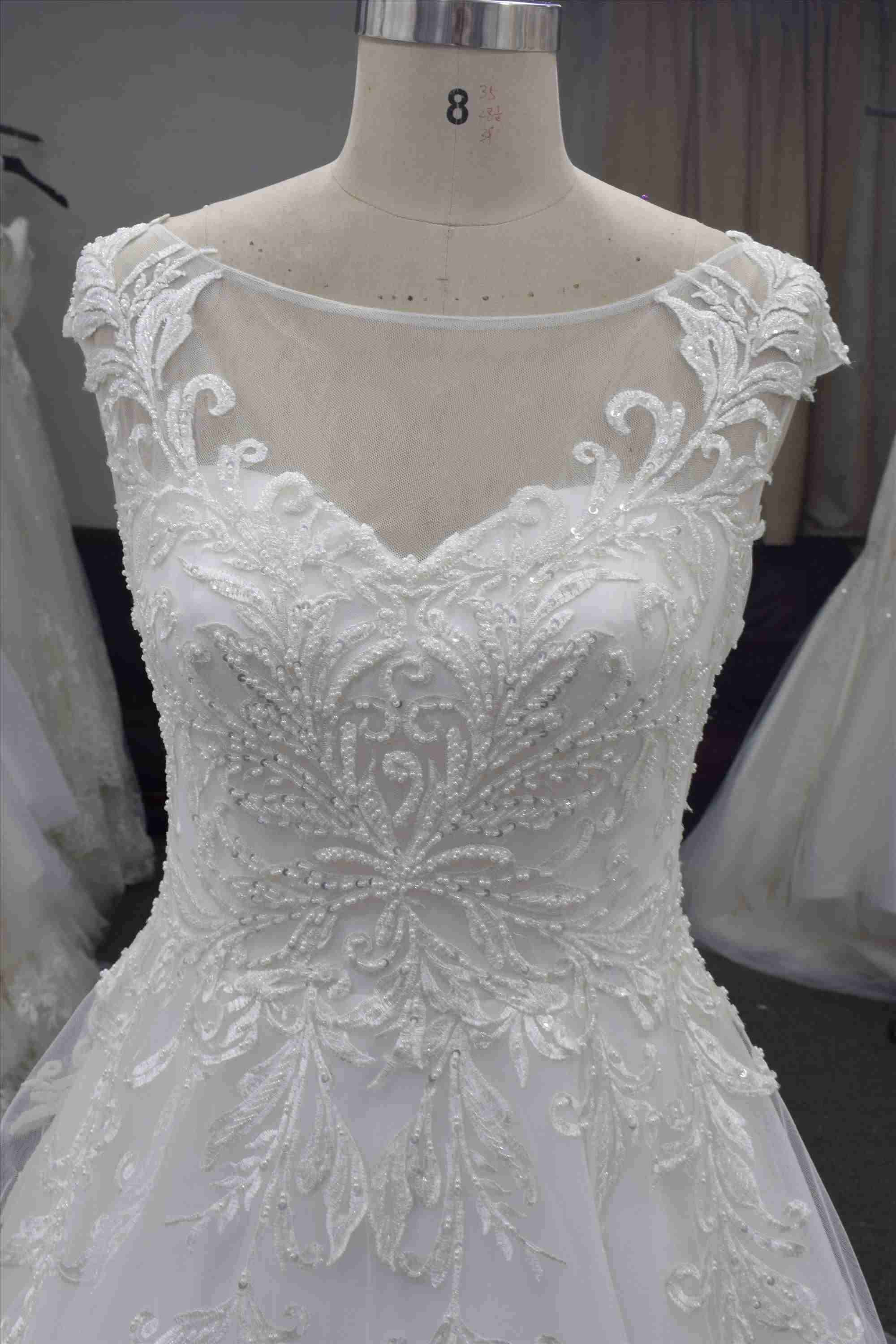 Heaving beading  A line wedding gown lovely design bridal dress
