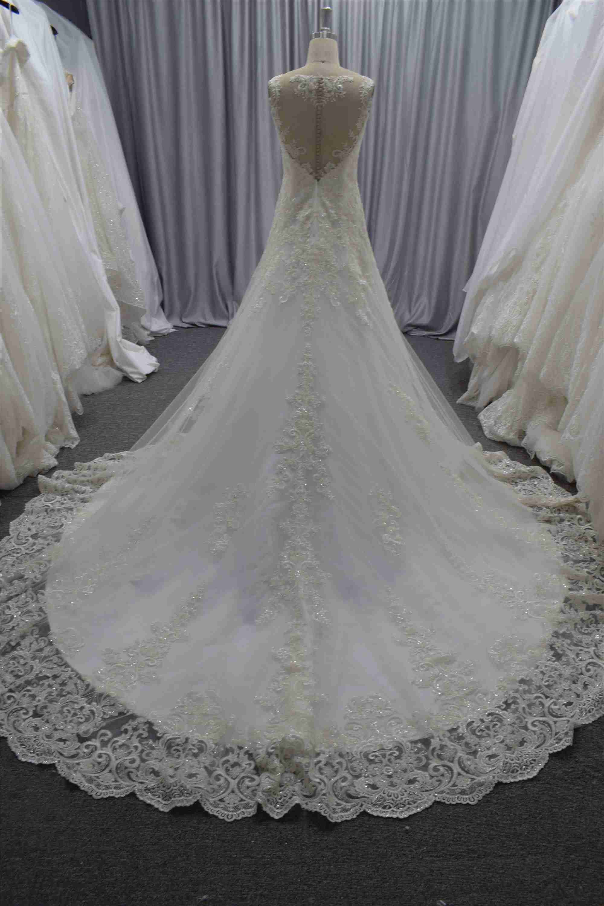 Gorgeous A line wedding dress, lace with beading elegant bridal dress