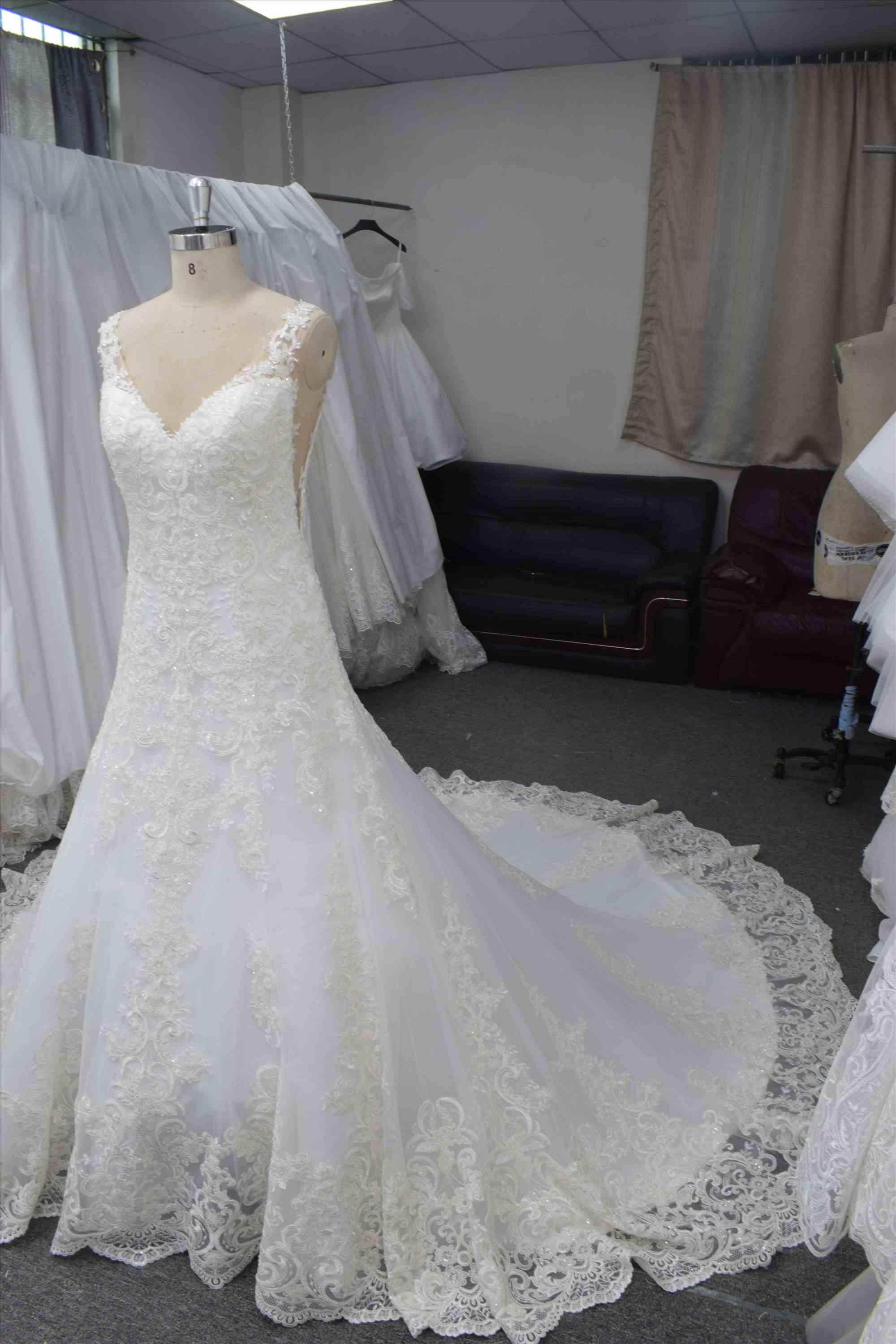 Gorgeous A line wedding dress, lace with beading elegant bridal dress