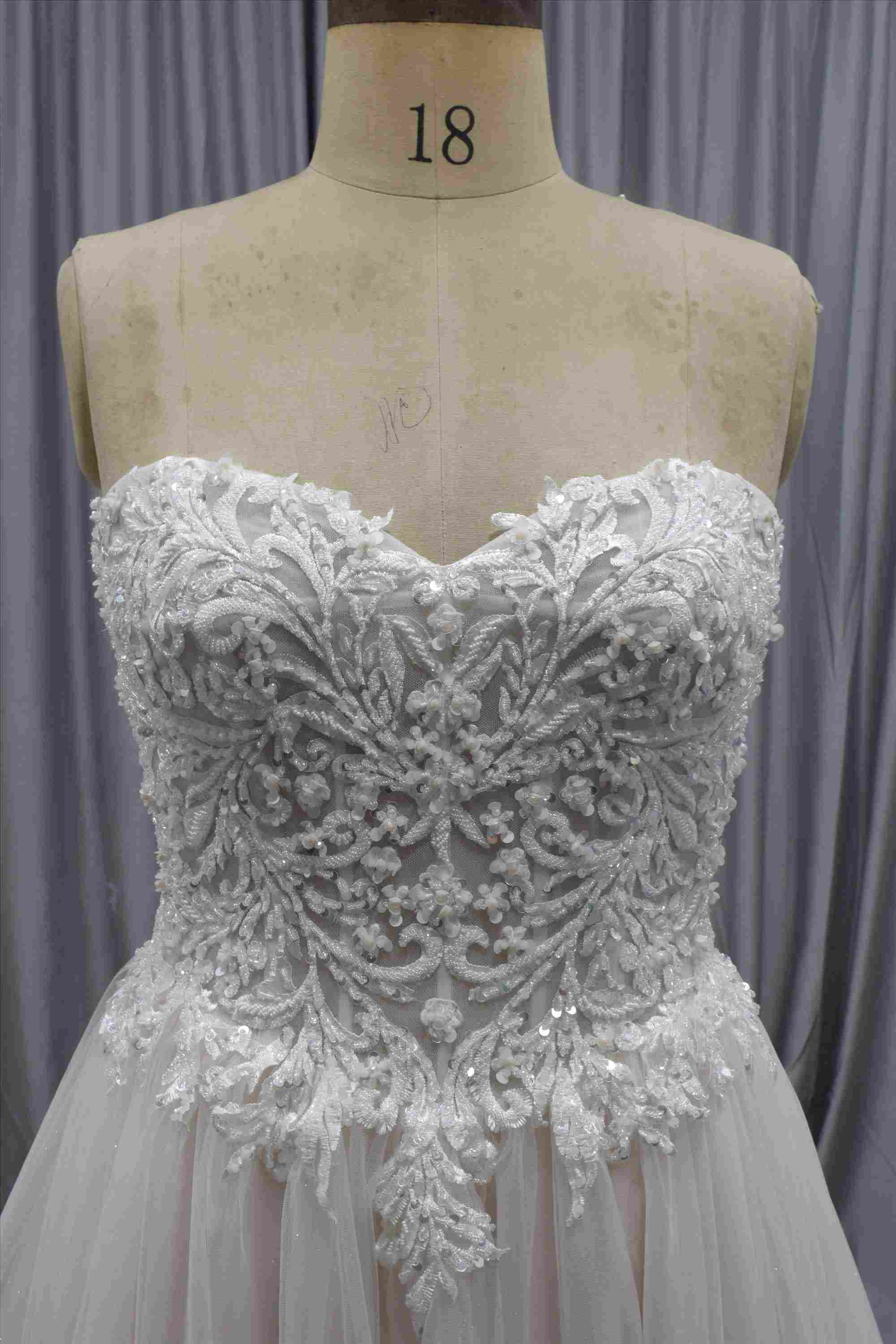Bling Bling beading bodice blush color plus size wedding dress