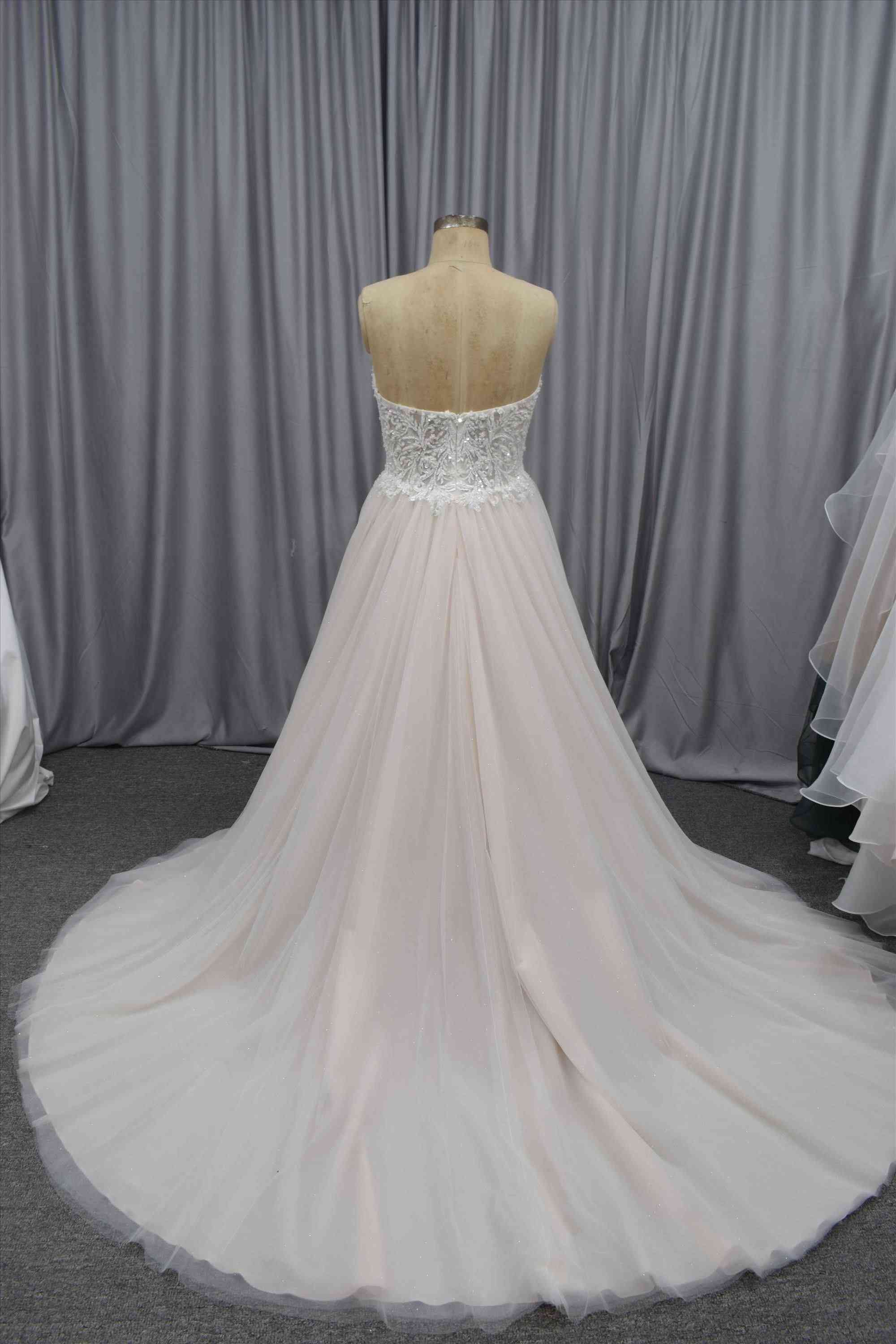 Bling Bling beading bodice blush color plus size wedding dress