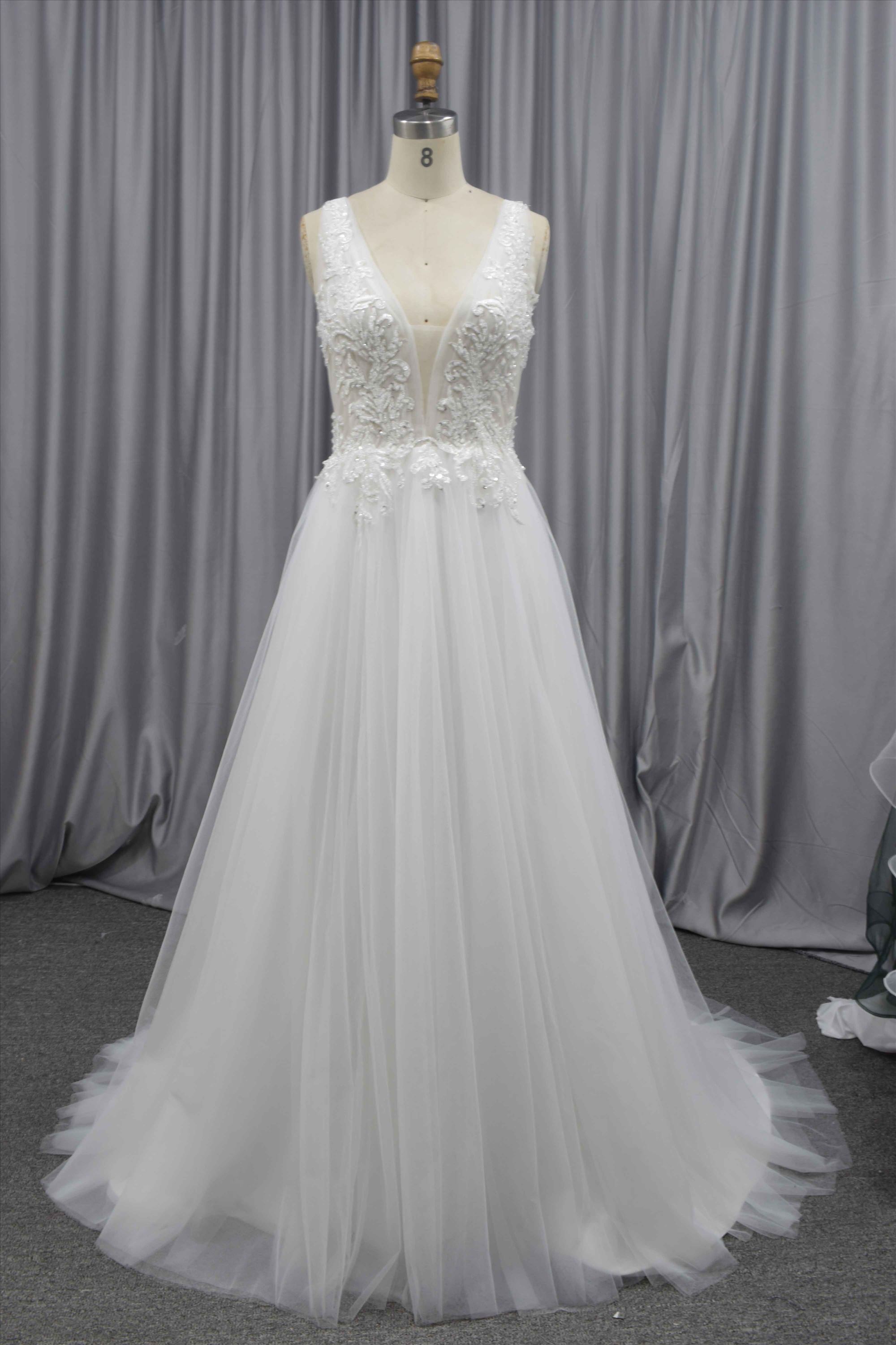 Beach style wedding dress side zip bridal gown