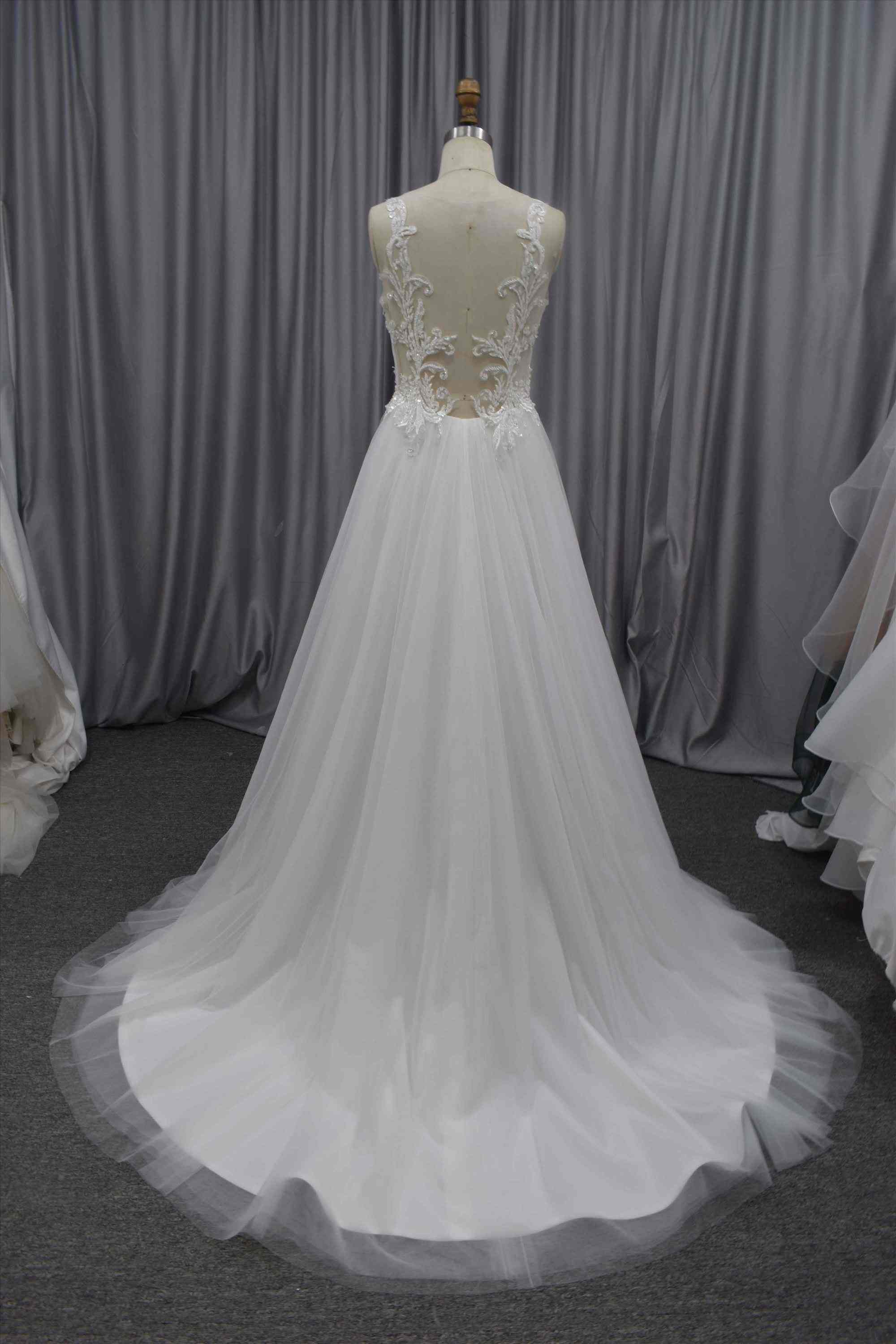 Beach style wedding dress side zip bridal gown